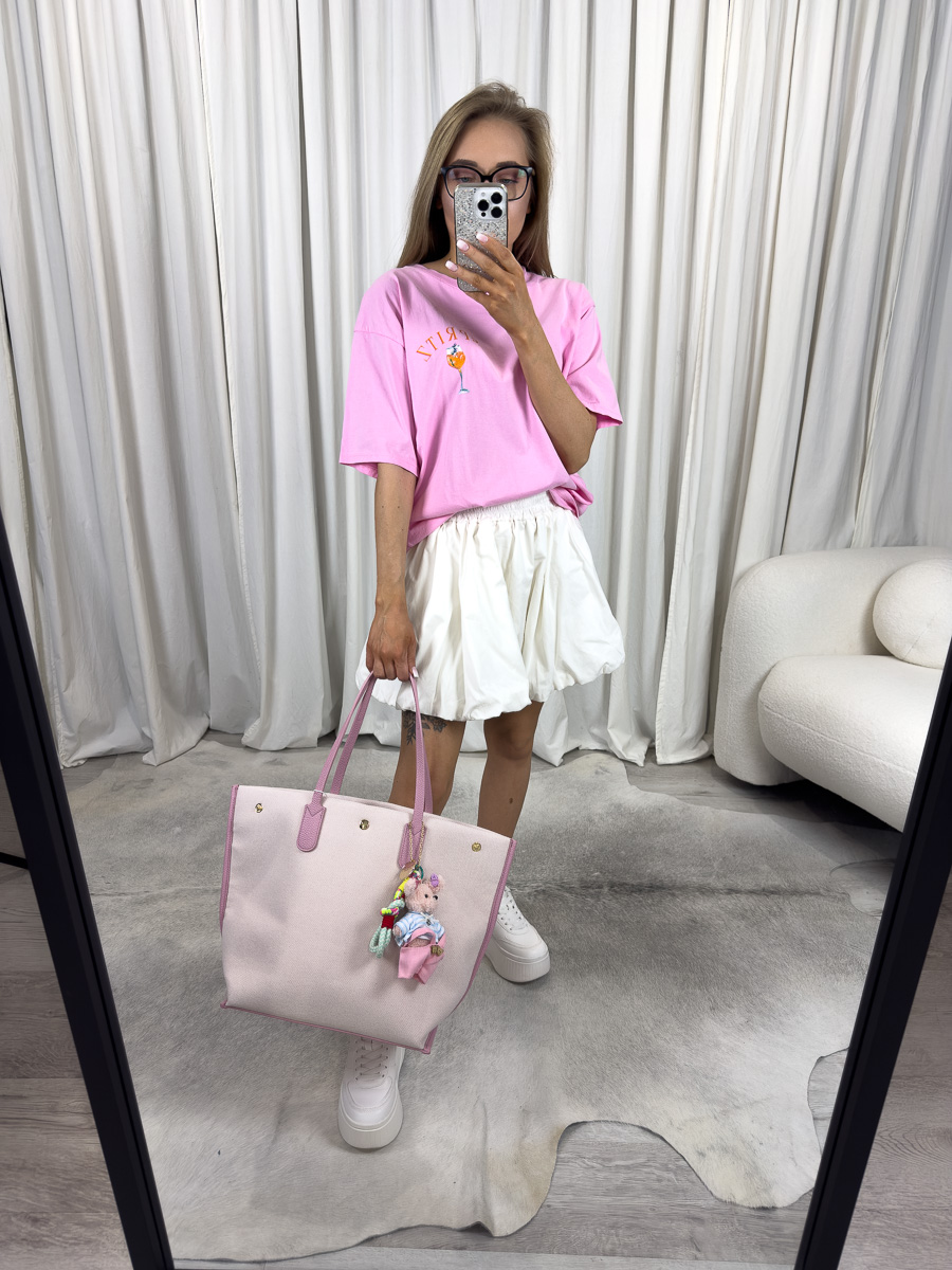 Pastelowy T-shirt z nadrukiem Spiritz Club – wygodny fason oversize, bawełna i letni styl w jednym.